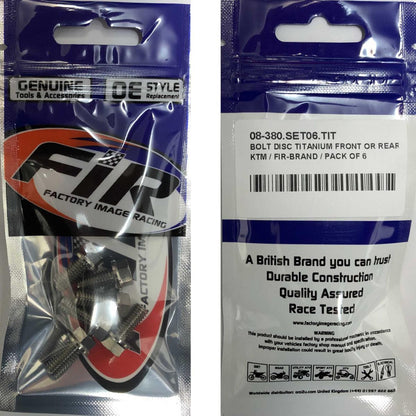 BOLT DISC TITANIUM FRONT OR REAR, KTM / / PACK OF 6, KTM OEM REF:59009062013 2001>2020