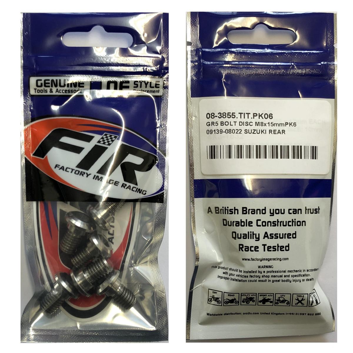 GR5 BOLT DISC M8x15mmPK6, 09139-08022 SUZUKI REAR