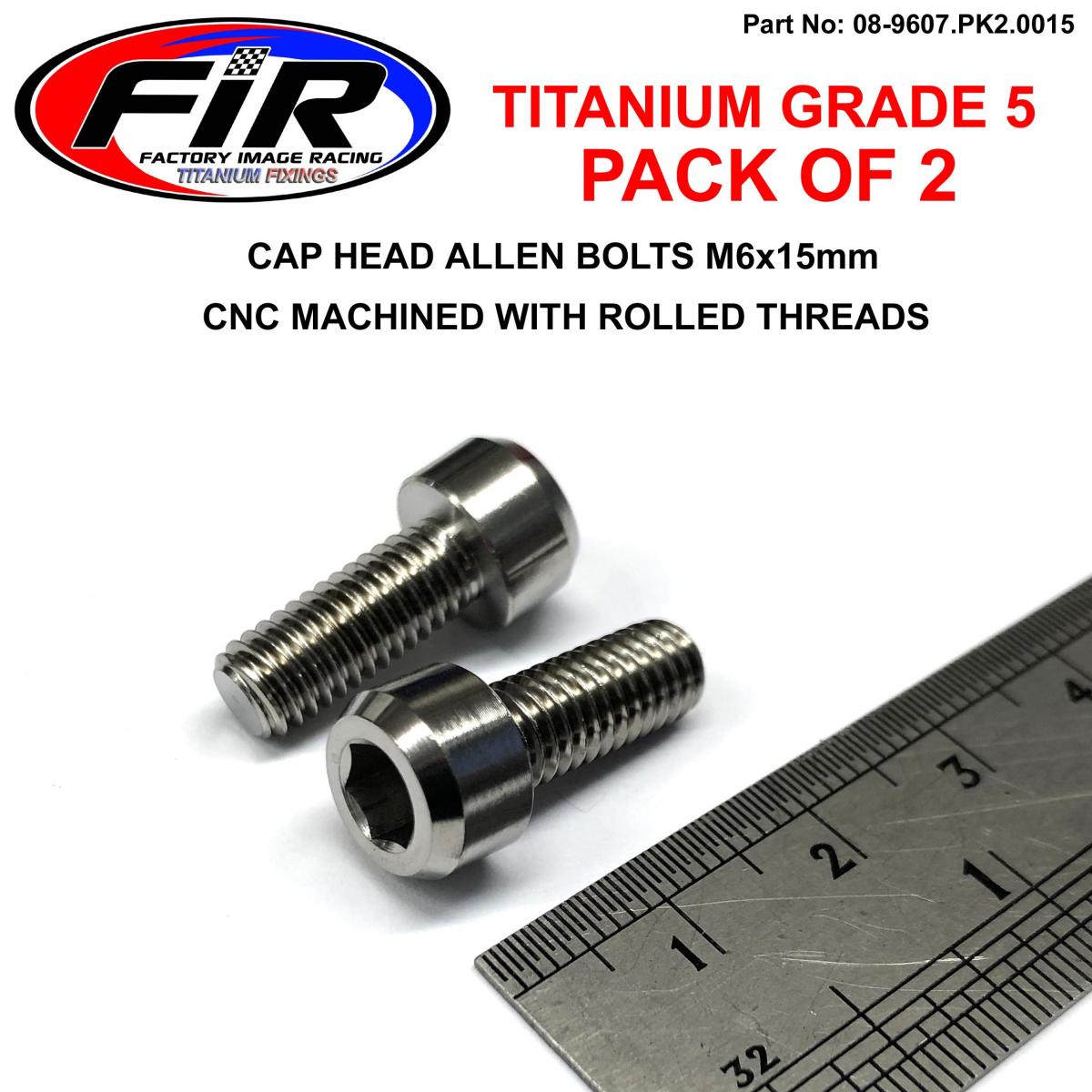 TITANIUM ALLEN BOLT M6x15, GRADE 5 TI - PACK OF 2