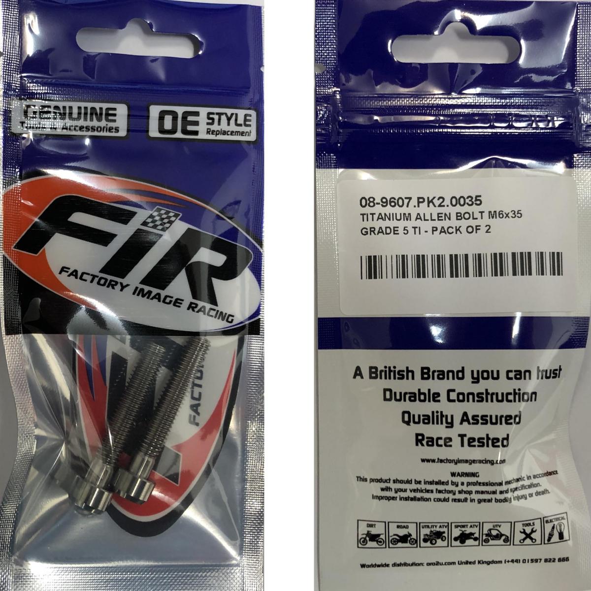 TITANIUM ALLEN BOLT M6x35, GRADE 5 TI - PACK OF 2