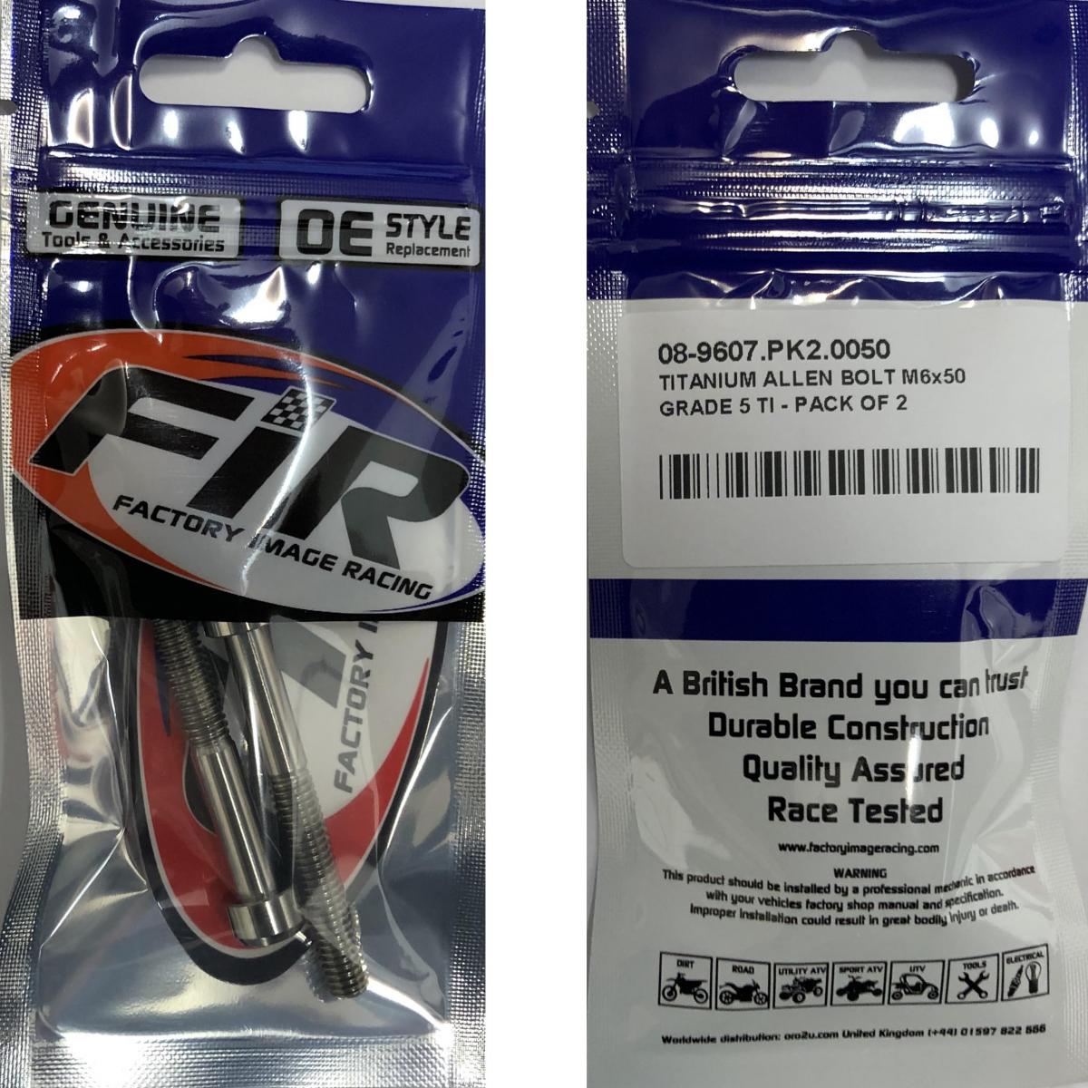 TITANIUM ALLEN BOLT M6x50, GRADE 5 TI - PACK OF 2