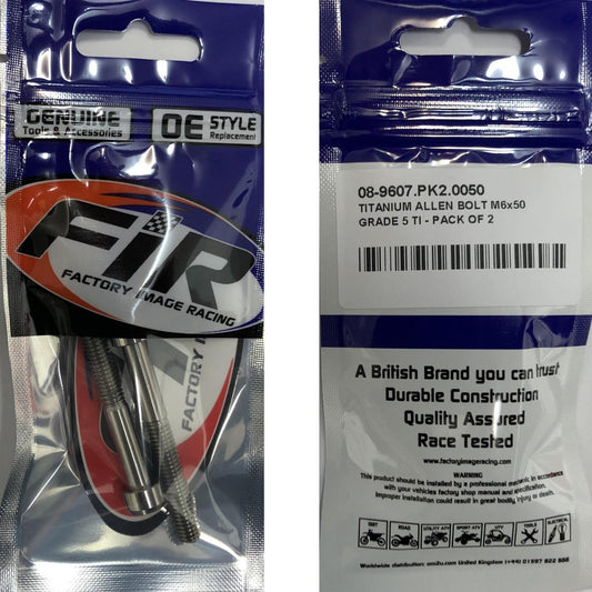 TITANIUM ALLEN BOLT M6x50, GRADE 5 TI - PACK OF 2