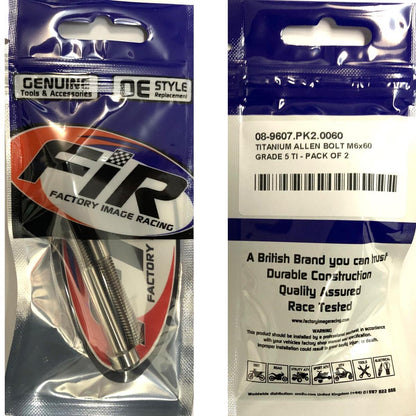 TITANIUM ALLEN BOLT M6x60, GRADE 5 TI - PACK OF 2