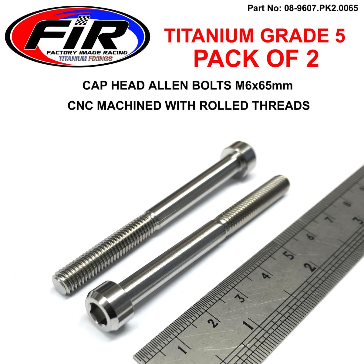 TITANIUM ALLEN BOLT M6x65, GRADE 5 TI - PACK OF 2