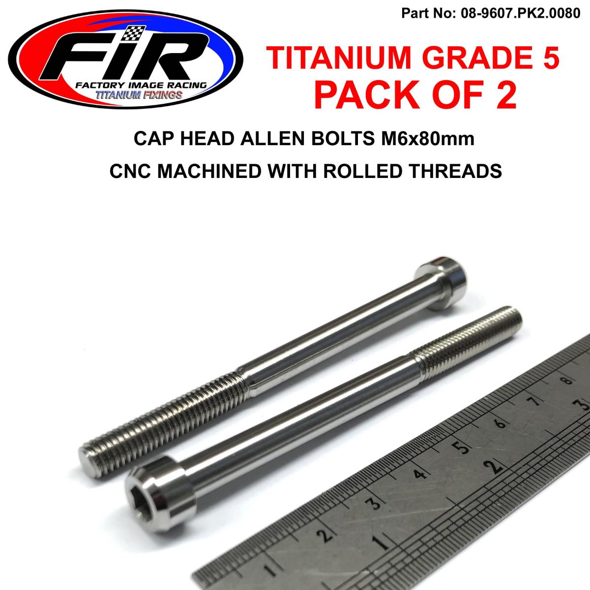 TITANIUM ALLEN BOLT M6x80, GRADE 5 TI - PACK OF 2
