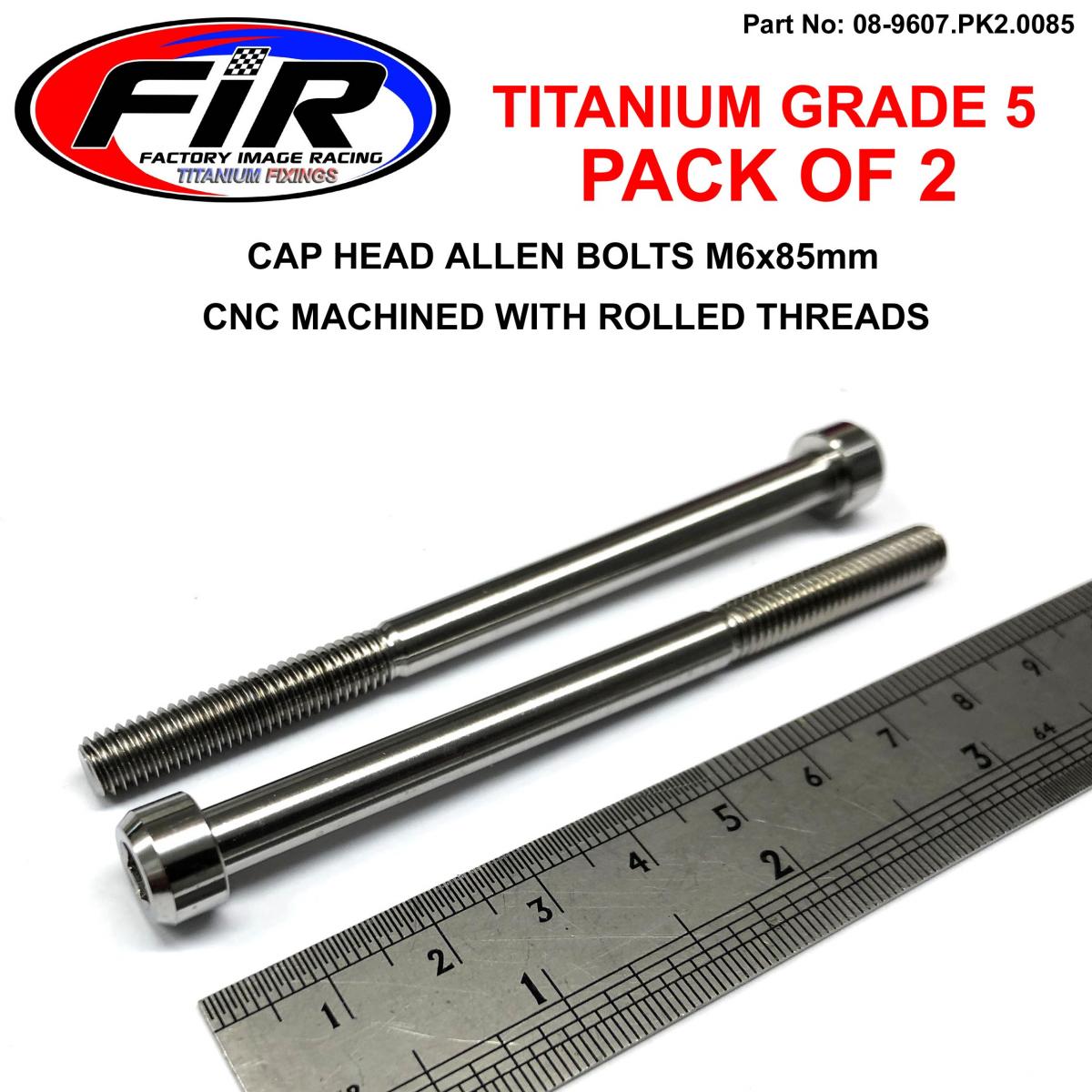 TITANIUM ALLEN BOLT M6x85, GRADE 5 TI - PACK OF 2