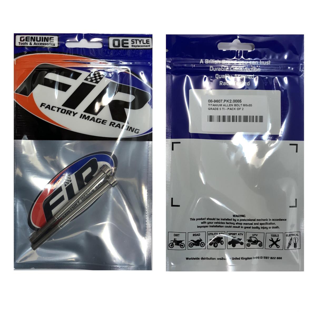 TITANIUM ALLEN BOLT M6x85, GRADE 5 TI - PACK OF 2