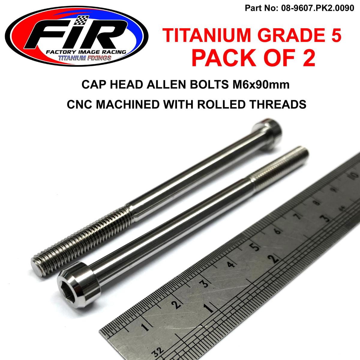 TITANIUM ALLEN BOLT M6x90, GRADE 5 TI - PACK OF 2