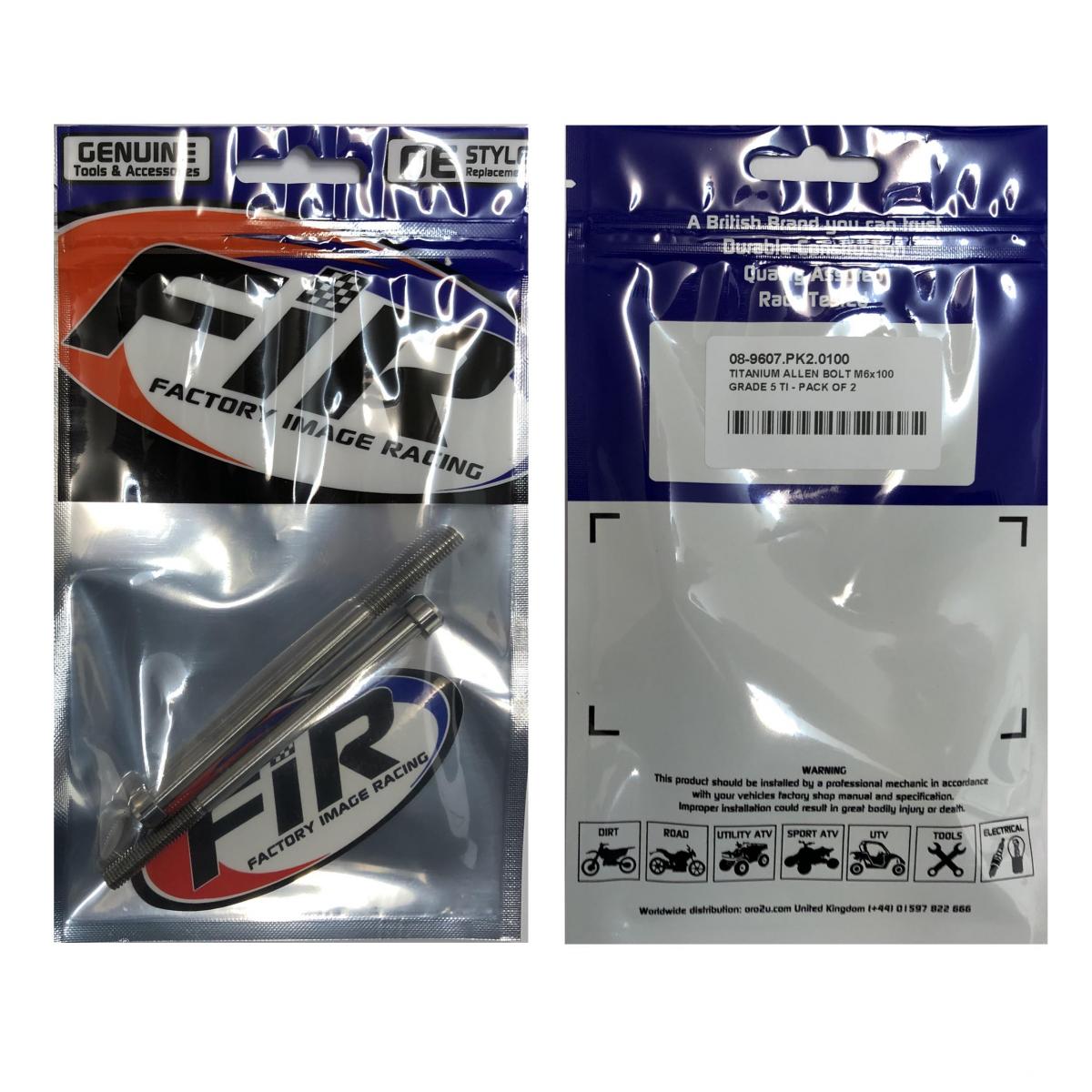 TITANIUM ALLEN BOLT M6x100, GRADE 5 TI - PACK OF 2