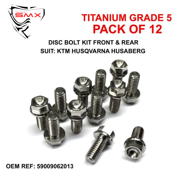 BOLT DISC TITANIUM FRONT & REAR, / PACK OF 12, KTM OEM REF:59009062013 2001>2020
