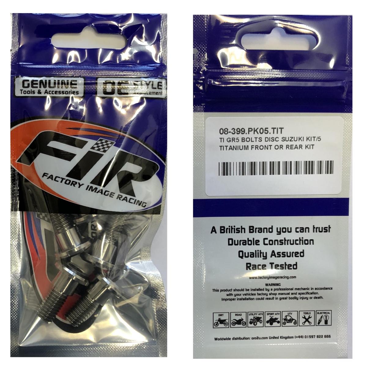 TI GR5 BOLTS DISC SUZUKI KIT/5, TITANIUM FRONT OR REAR KIT, / FIR BRAND