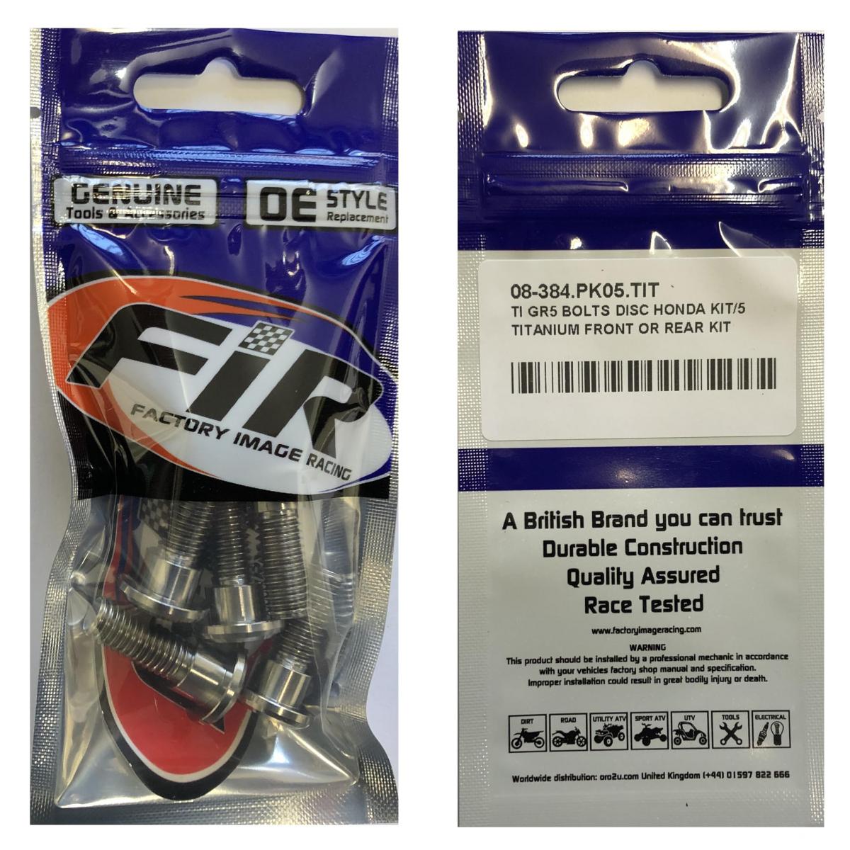 TI GR5 BOLTS DISC HONDA KIT/5, TITANIUM FRONT OR REAR KIT, / FIR BRAND
