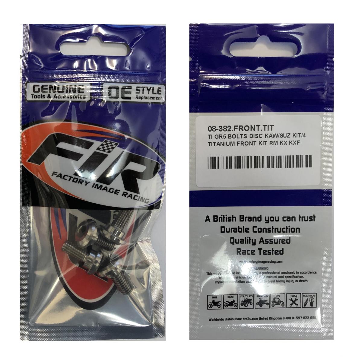 TI GR5 BOLTS DISC KAW/SUZ KIT/4, TITANIUM FRONT KIT RM KX KXF, / FIR BRAND
