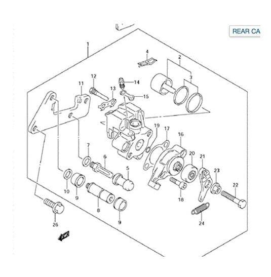 BRAKE CALIPER REAR YAMAHA ATV, 1UY-2580W-01, YFS 200, YFM 350, YFZ 350, CALIPER ONLY