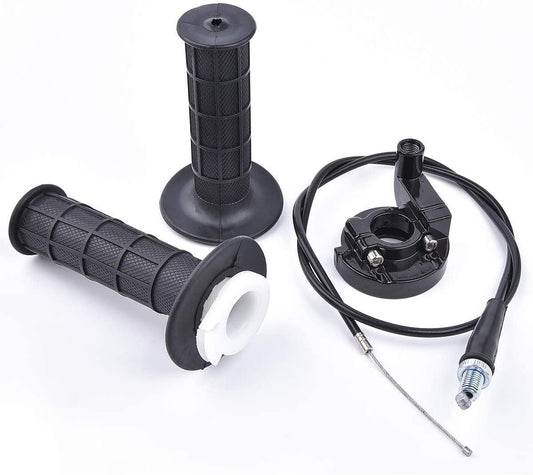 THROTTLE TWISTGRIP ASSY GRIPS + CABLE., Throttle Clamp Racing Alloy
