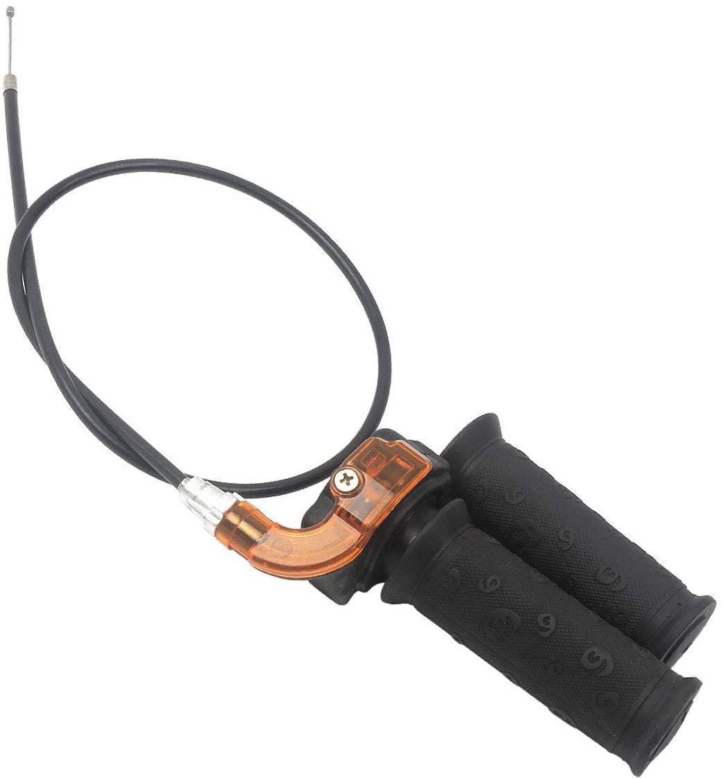 THROTTLE MINI GRIP SET + CABLE, Handle Grip Throttle Clamp 49cc Pocket Bike Mini Moto Quads Twist Throttle Accelerator Grip