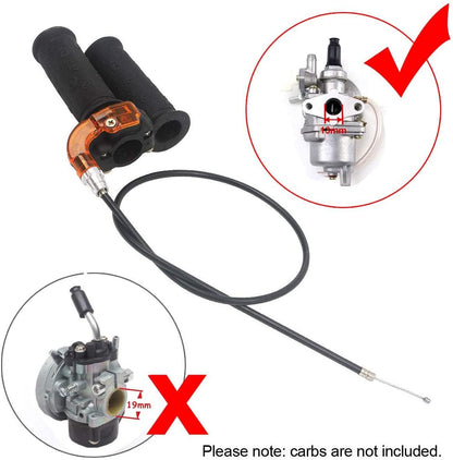 THROTTLE MINI GRIP SET + CABLE, Handle Grip Throttle Clamp 49cc Pocket Bike Mini Moto Quads Twist Throttle Accelerator Grip