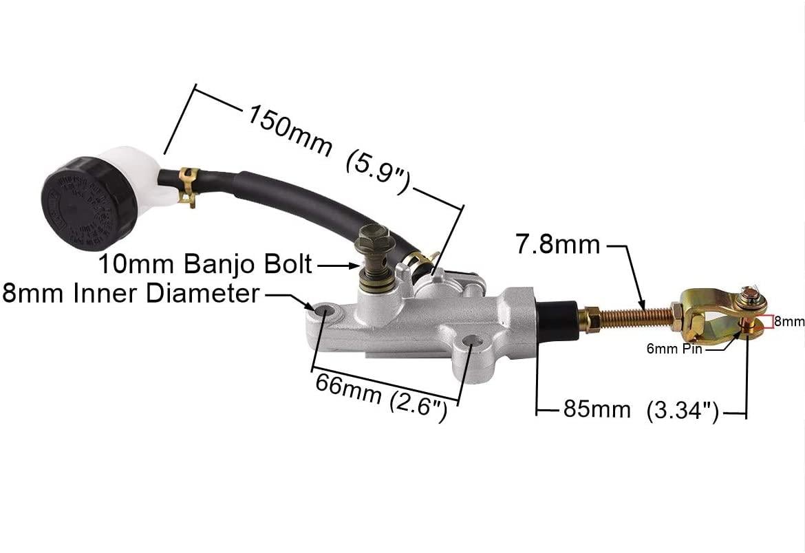 MASTER CYLINDER REAR YAMAHA 1987-2013 YFM 350 X RAPTOR BANSHEE WARRIOR 5FK-2583V-00-00 With 90* Reservoir