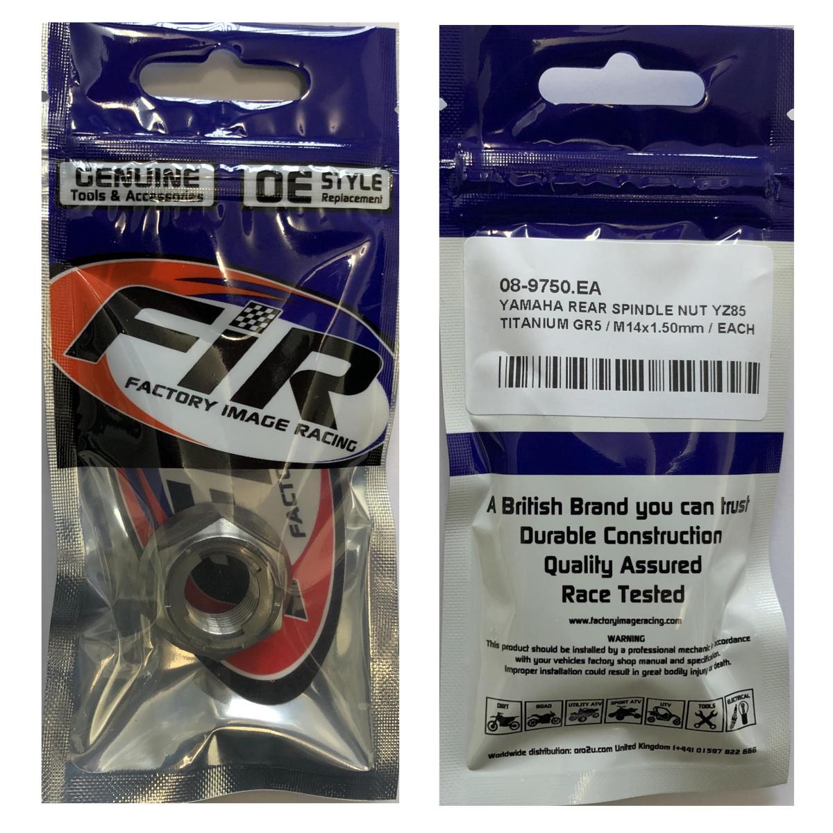 YAMAHA REAR SPINDLE NUT YZ85, TITANIUM GR5 / M14x1.50mm / EACH, / 90185-14012 / 09-2020