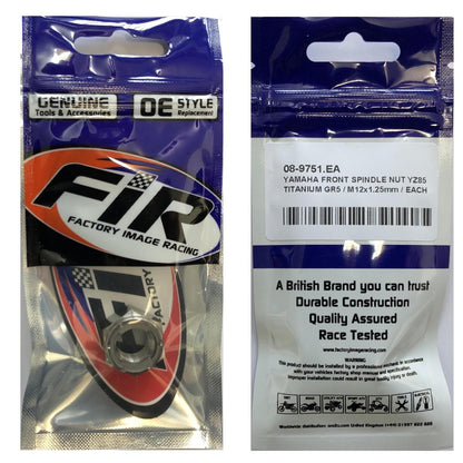 YAMAHA FRONT SPINDLE NUT YZ85, TITANIUM GR5 / M12x1.25mm / EACH, 90185-12134 & 90185-12010