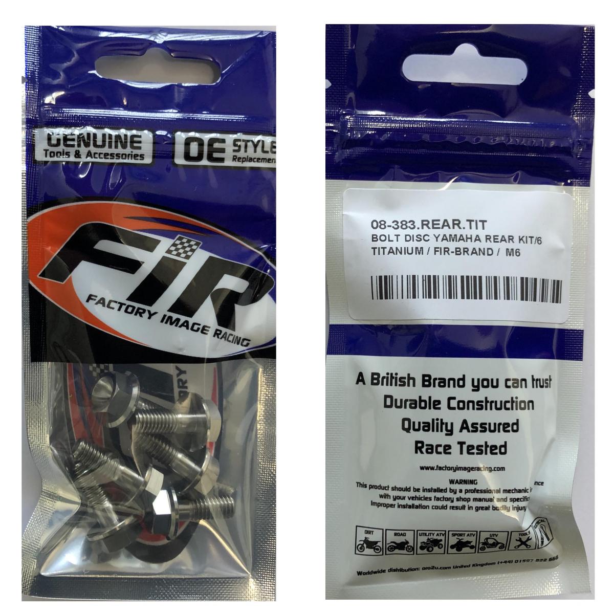 BOLT DISC YAMAHA REAR KIT/6, TITANIUM / / M6, 90109-065G4-00 / 90105-06109-00