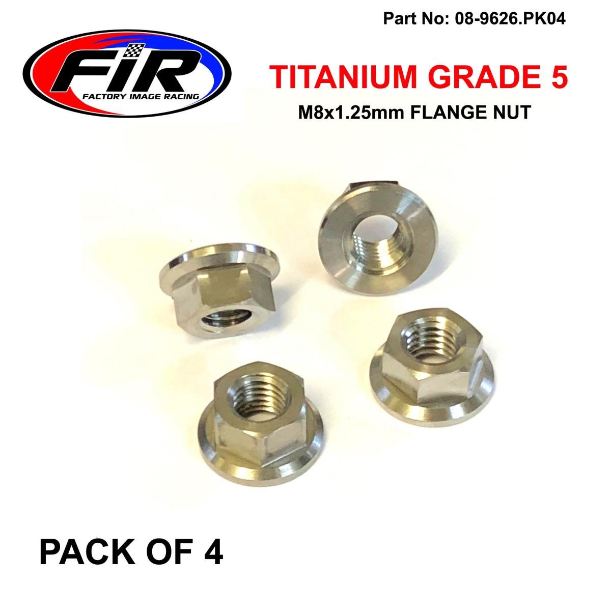 TITANIUM M8X1.25mm FLANGE NUT, TITANIUM GRADE 5 / PACK OF 4