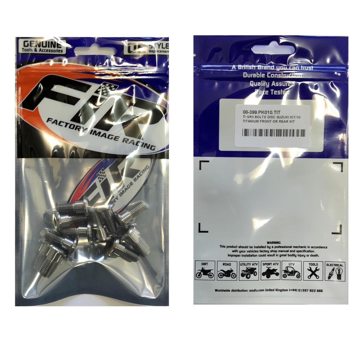 TI GR5 BOLTS DISC SUZUKI KIT/10, TITANIUM FRONT OR REAR KIT, / FIR BRAND
