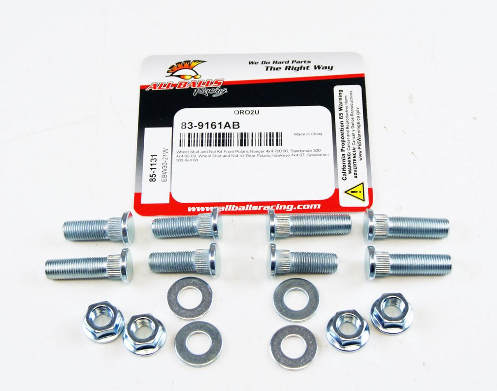WHEEL STUD AND NUT KIT 06-09 POLARIS RANGER SPORTSMAN HAWKEYE 300 700 ALLBALLS 85-1131