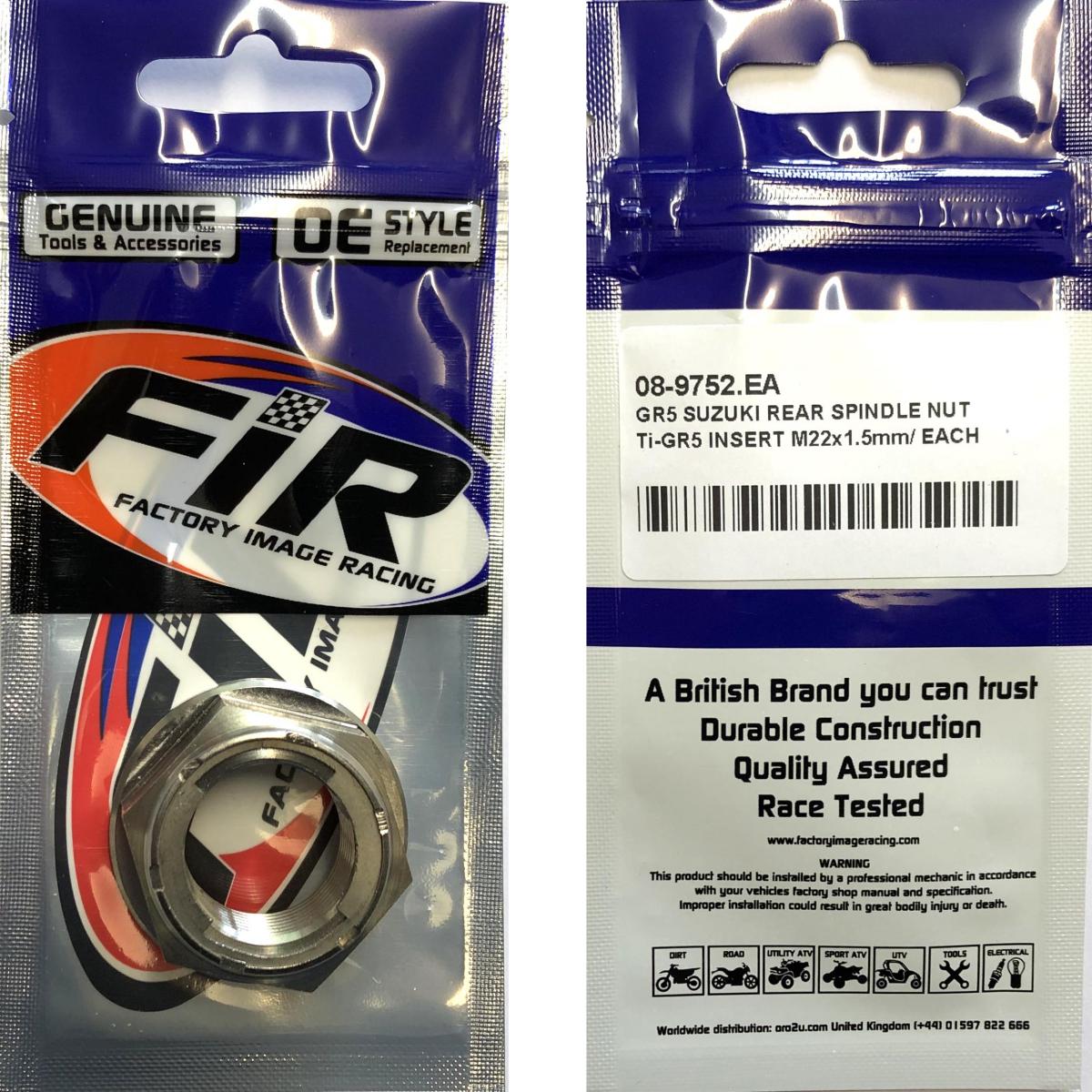 GR5 SUZUKI REAR SPINDLE NUT, Ti-GR5 INSERT M22x1.5mm / EACH, 64721-13K00