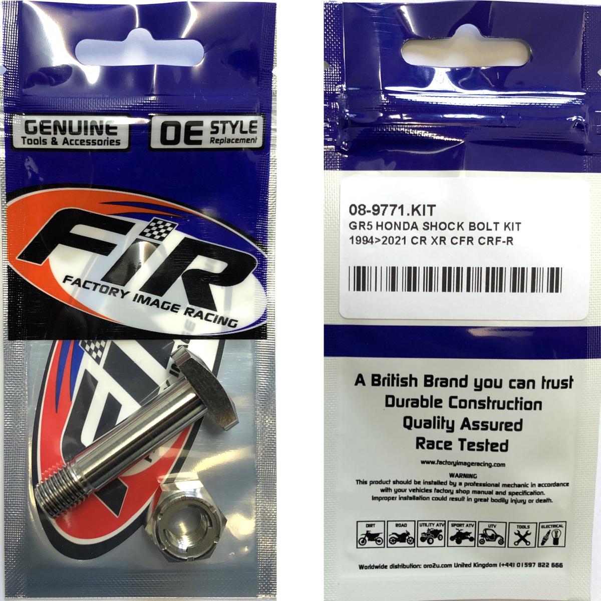 GR5 HONDA SHOCK BOLT KIT, 1994>2021 CR XR CFR CRF-R, 90153-KZ4-710 90153KZ4710