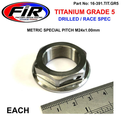 GR5 M24x1.00mm STEM NUT EACH, TITANIUM / CR RM RMZ YZ YZF, / CNC
