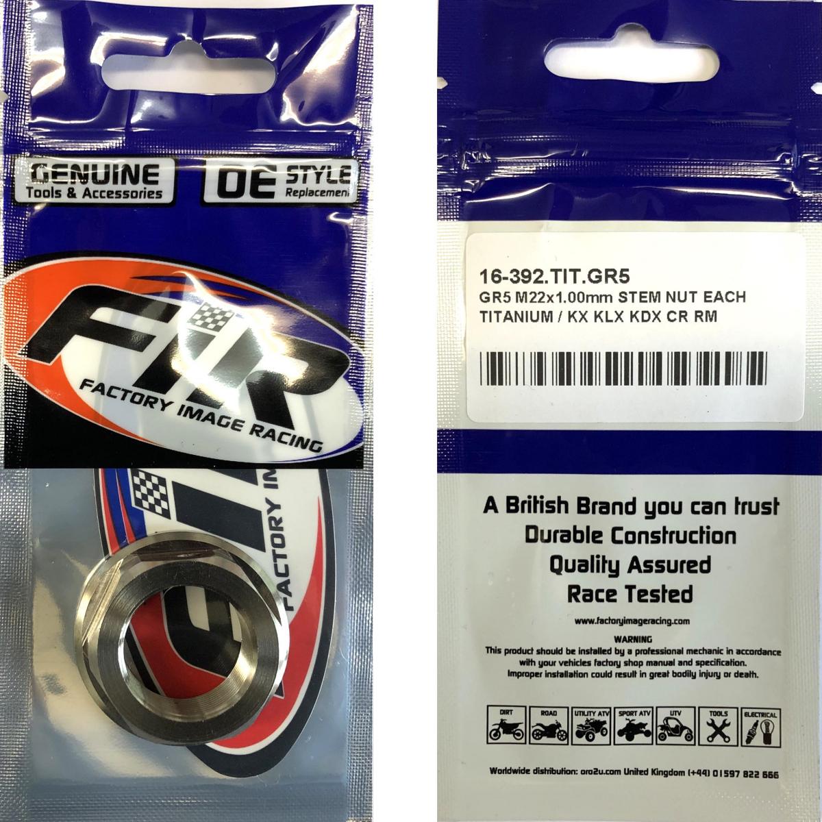 GR5 M22x1.00mm STEM NUT EACH, TITANIUM / KX KLX KDX CR RM, / CNC