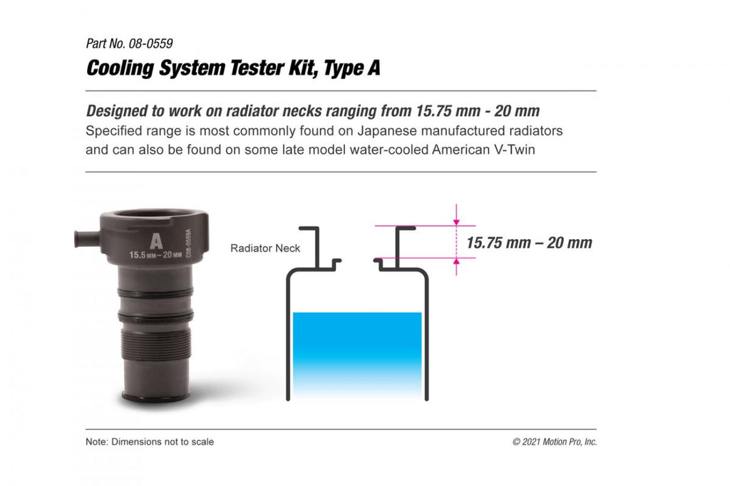 COOLING SYSTEM TESTER JAP RADIATORS 15.75-20mm MOTION PRO 08-0559