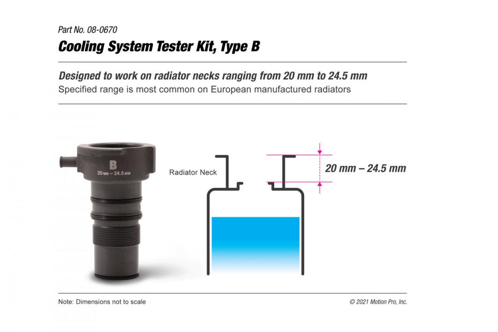 COOLING SYSTEM TESTER B ADAPTOR 20-24.5mm MOTION PRO 08-0672