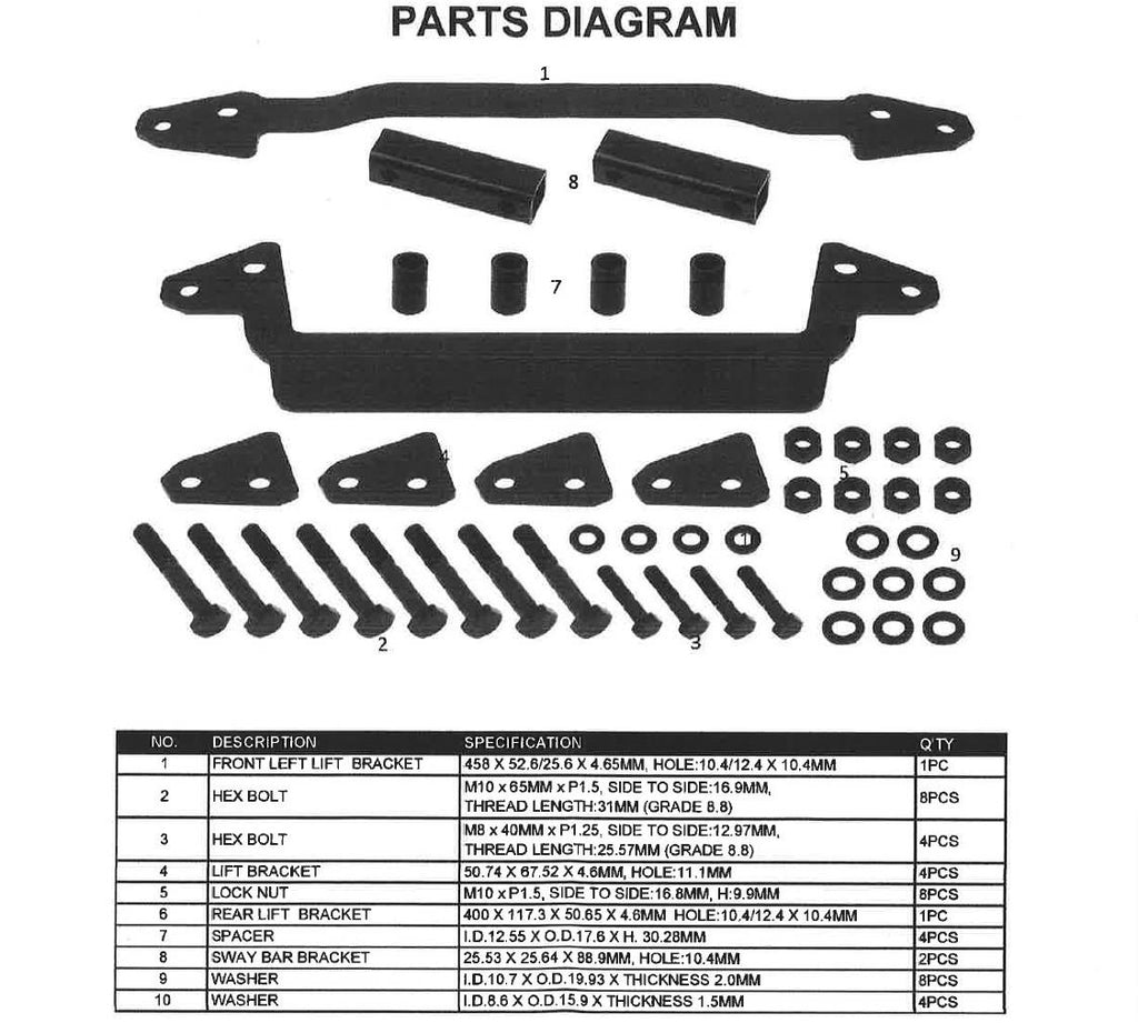 LIFT UPGRADE KIT BRUTE FORCE 05-16, BRONCO AT-12845, KLK750-50