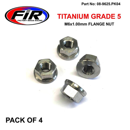 TITANIUM M6X1.00mm FLANGE NUT, TITANIUM GRADE 5 / PACK OF 4