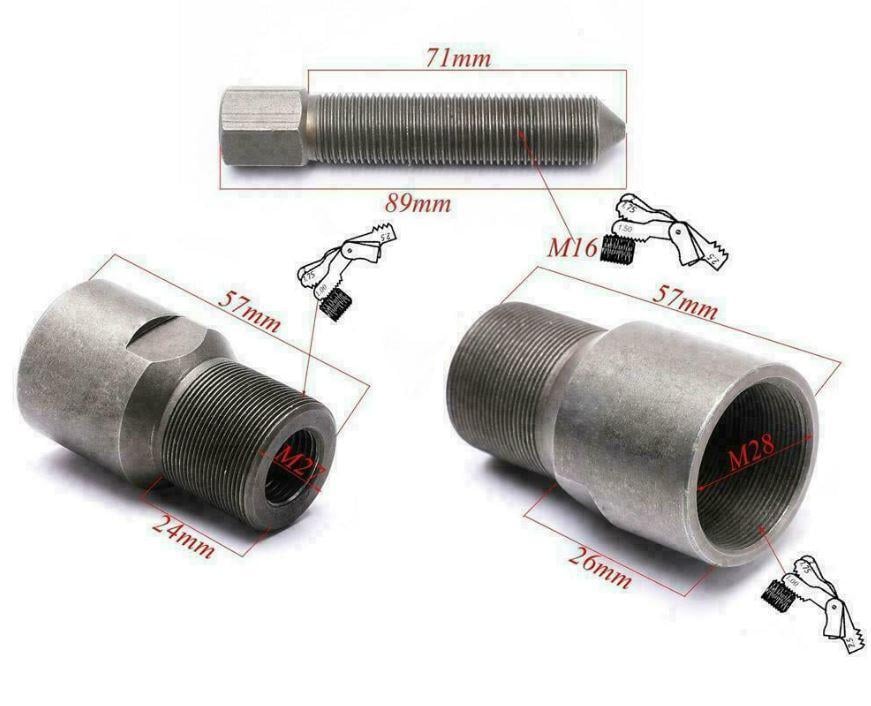 FLYWHEEL PULLER LH 27mm / 28 / 16mm, Left Hand M27x1.00 / M28x1.00