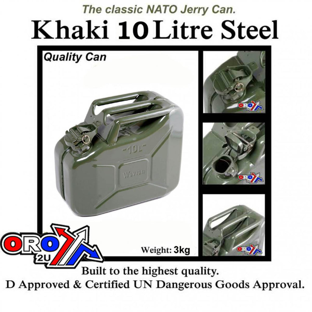JERRY FUEL CAN 10 LITRE KHAKI STEEL JC0010KV