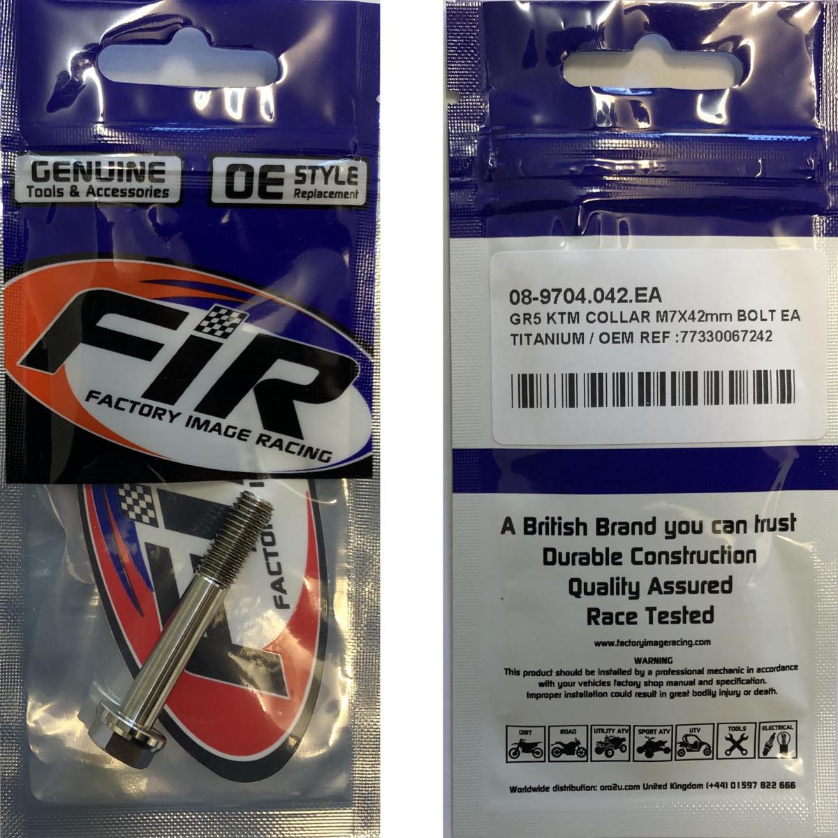 GR5 KTM COLLAR M7X42mm BOLT EA, TITANIUM / OEM REF :77330067242, / EACH