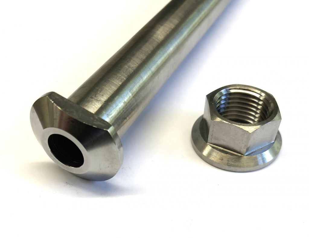 KTM M16x1.5mm SWINGARM PIN & NUT, GR5 79004037100 & 54804038000, FIR-BARND / TITANIUM GRADE 5