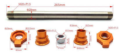 REAR SPINDLE & NUT KIT 02-15 KTM HUSQVARNA 50310085044 77310085044 50310099000