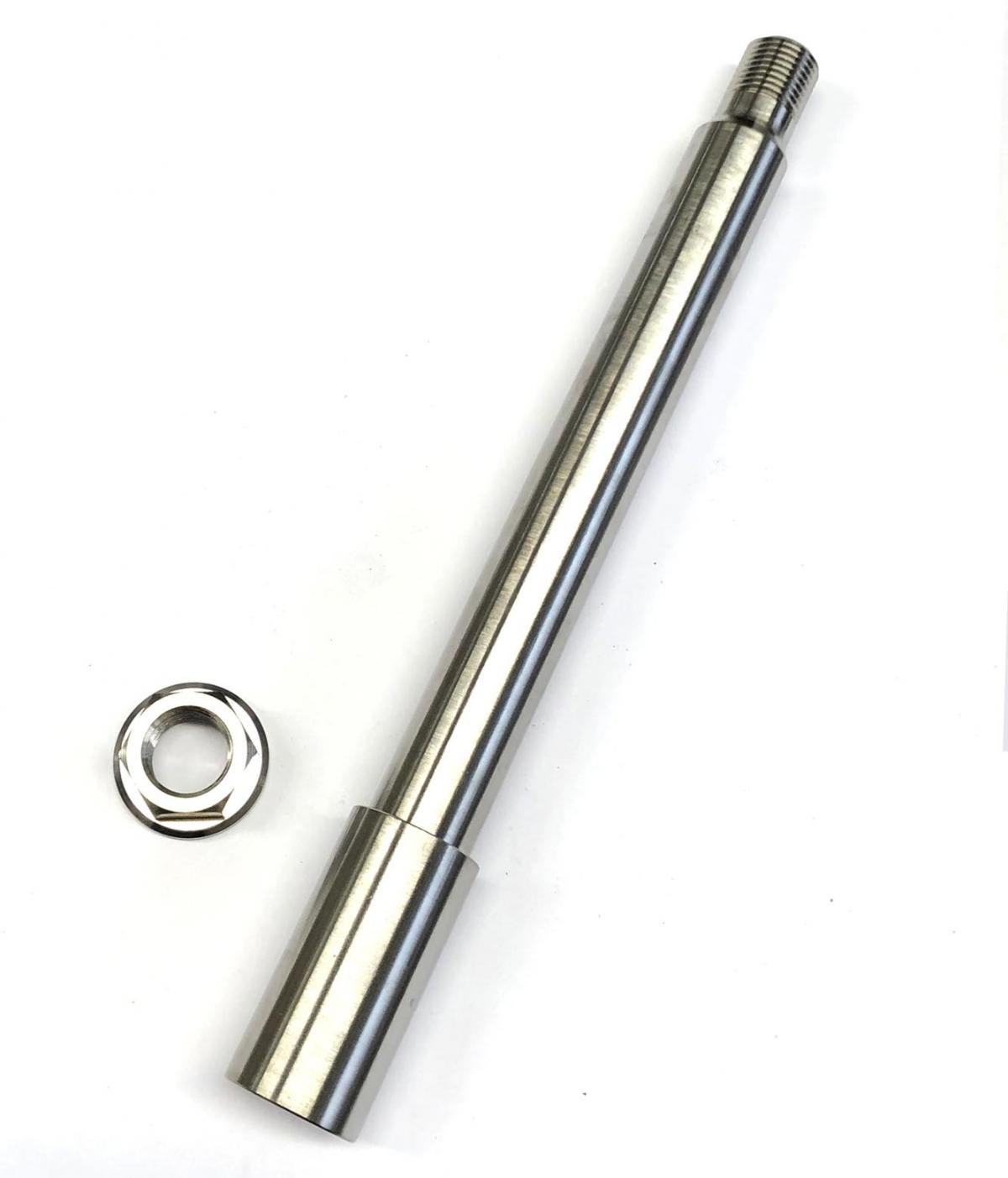 HONDA FRONT SPINDLE & NUT M16x1.5, TITANIUM GRADE 5 / OEM REF: 44301-MEN-000 / 90301-KZ4-J40