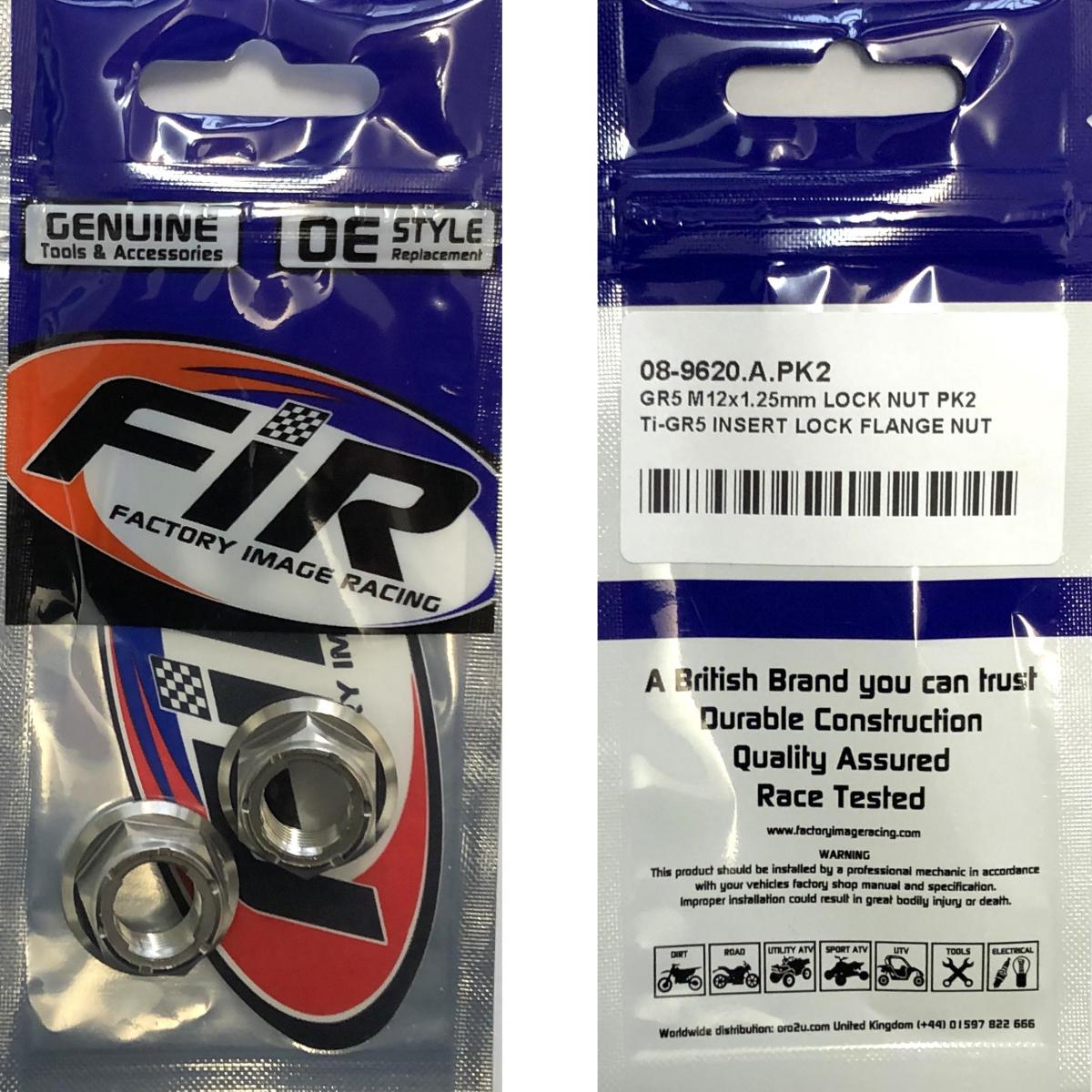 GR5 M12x1.25mm LOCK NUT PK2, Ti-GR5 INSERT LOCK FLANGE NUT, / OEM HONDA 90305-KRN-A30