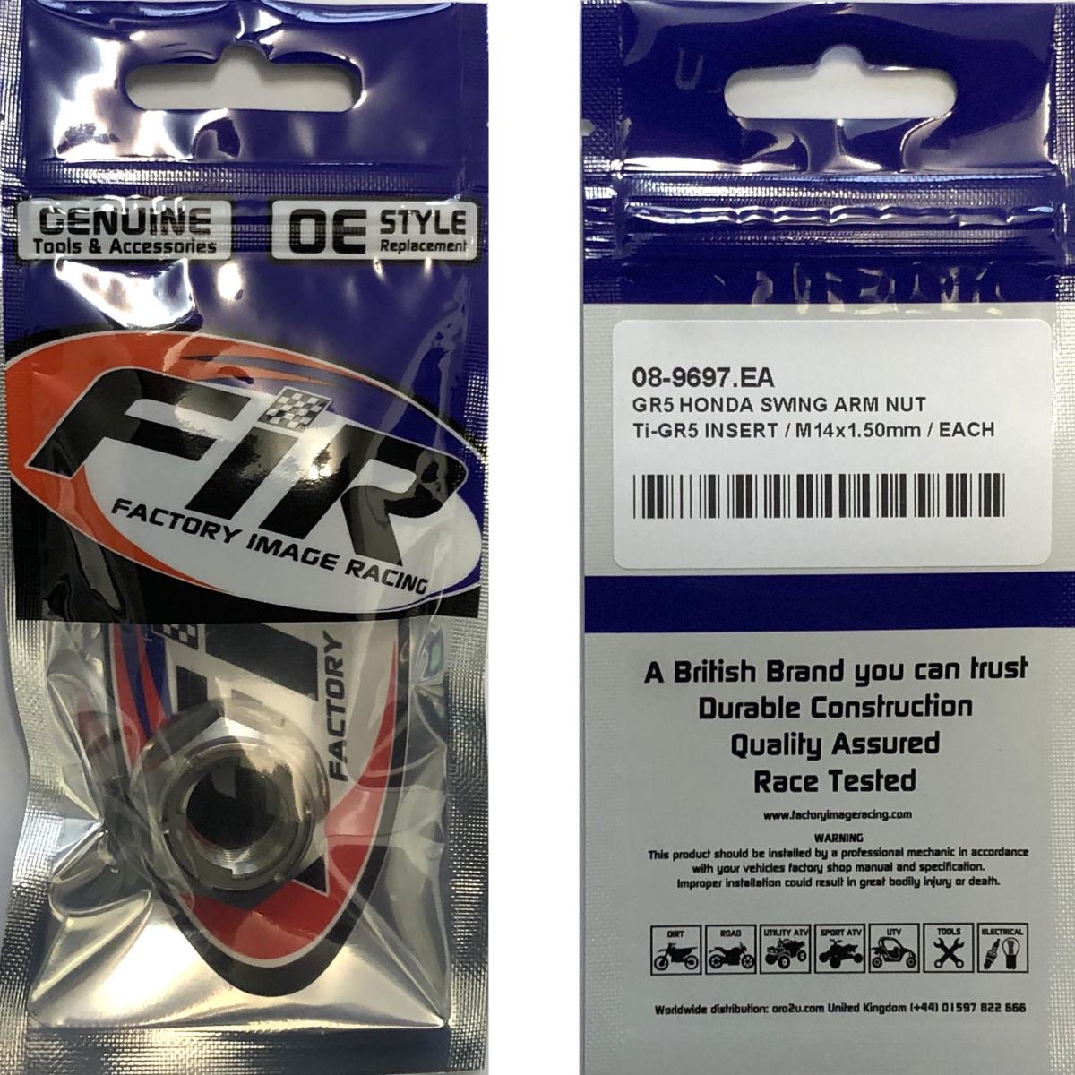 GR5 HONDA SWING ARM NUT, Ti-GR5 INSERT / M14x1.50mm / EACH, / 90305-KZ3-B01