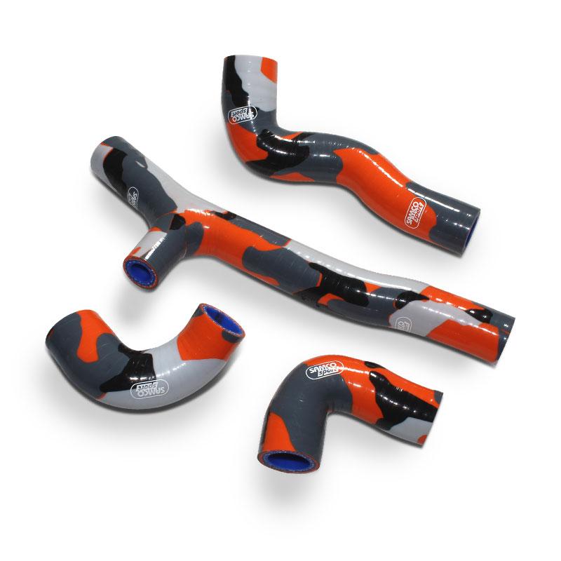 COOLANT HOSE 4 PIECE KIT ORANGE CAMO 20-23 KTM 150 TE EXC OEM DESIGN SAMCO KTM-120-SOL