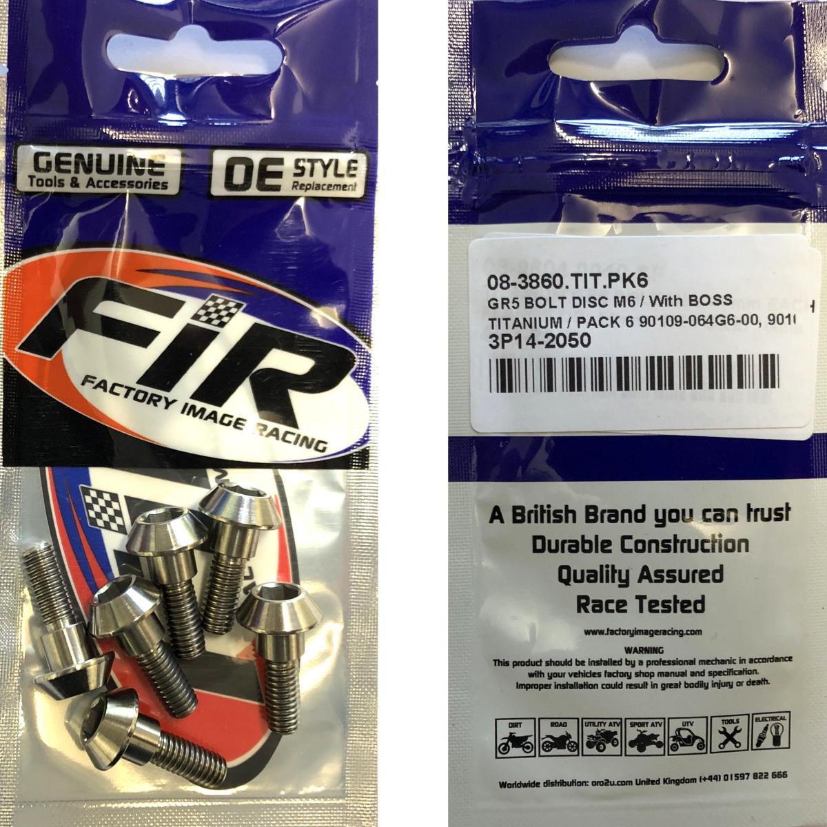 GR5 YAMAHA BOLT DISC M6 / With BOSS, TITANIUM / PACK 6 90109-064G6-00, 90109-06254-00