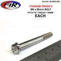 TITANIUM GR5 BOLT M6 x 50mm EACH, FLANGE OD: 11mm / HEX SIZE: 8mm, /