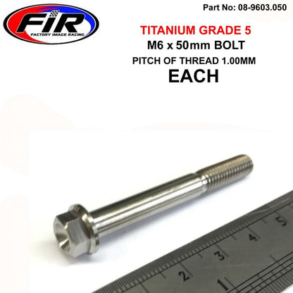 TITANIUM GR5 BOLT M6 x 50mm EACH, FLANGE OD: 11mm / HEX SIZE: 8mm, /