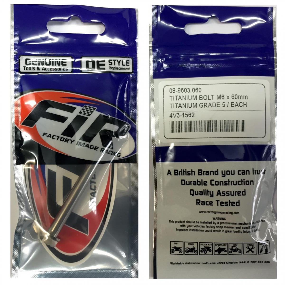 TITANIUM GR5 BOLT M6 x 60mm EACH, FLANGE OD: 11mm / HEX SIZE: 8mm, /