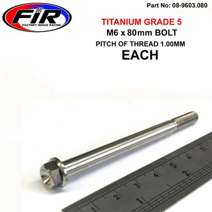 TITANIUM GR5 BOLT M6 x 80mm EACH, FLANGE OD: 11mm / HEX SIZE: 8mm, /